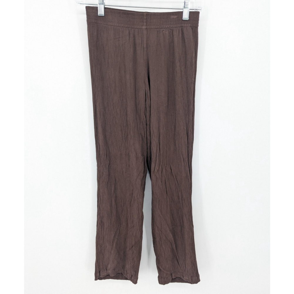 Babaton Pants Womens 2XS Brown Crinkle Pull On Elastic Waist Lenzing Viscose